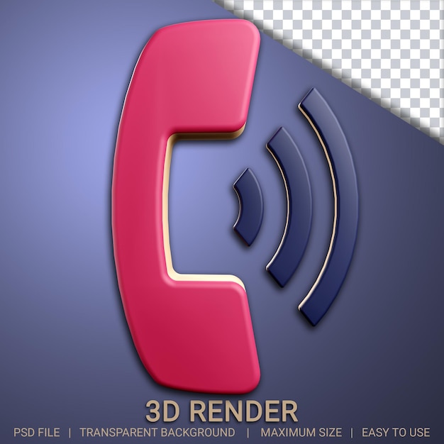 Telefone 3d com fundo transparente