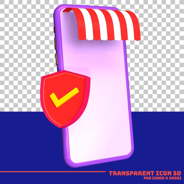 Telefone celular 3d roxo com proteção de escudo