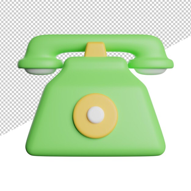 PSD telefone clássico simplesmente vista frontal ilustração de ícone de renderização 3d em fundo transparente