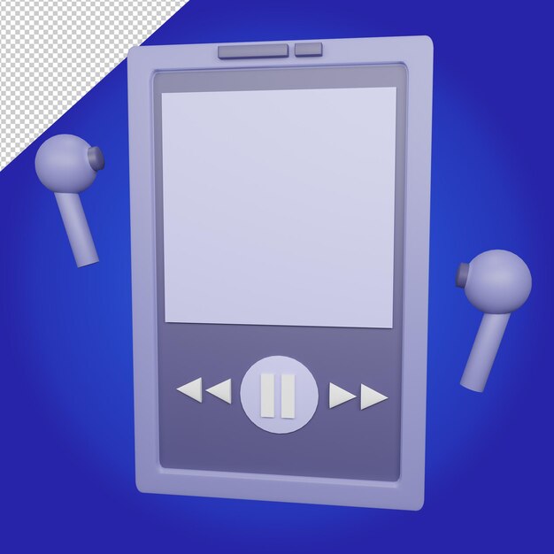 PSD telefone com ilustração 3d de aplicativo de player de música com fundo transparente