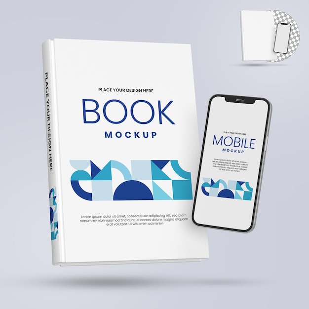 Telefone com livro conceito de modelo de livro eletrônico