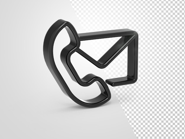 PSD telefone correio mensagem ícone sinal símbolo botão renderização em 3d
