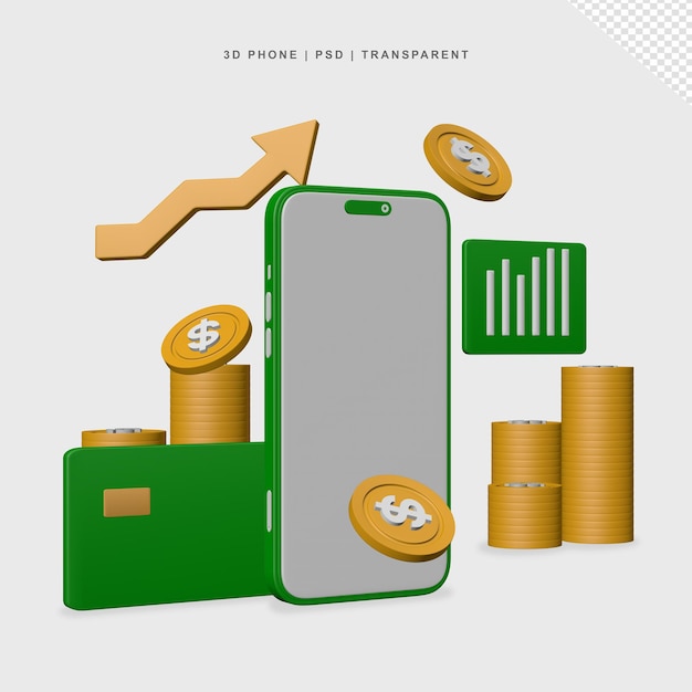 Telefone e cartão de moedas de ouro