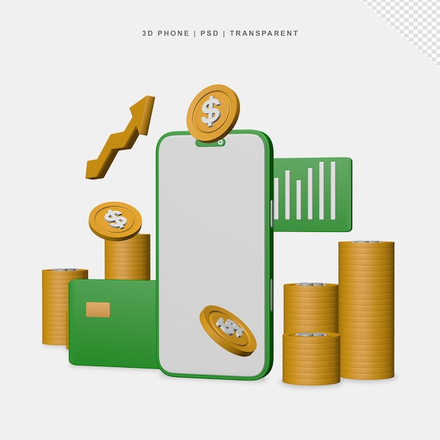 Telefone e cartão de moedas de ouro