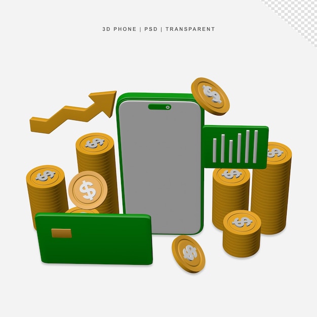 Telefone e cartão de moedas de ouro