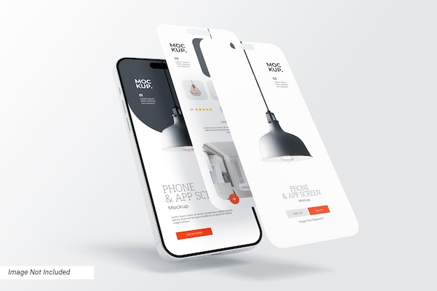 Telefone e Mockup de Ecrã de Aplicativo