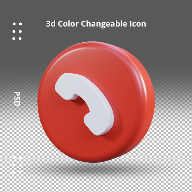 PSD telefone rejeitado chamada recebida sinal ui ícone 3d