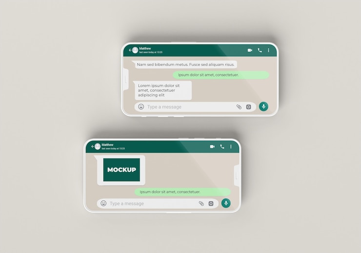 PSD telefoni mockup chat vista dall'alto