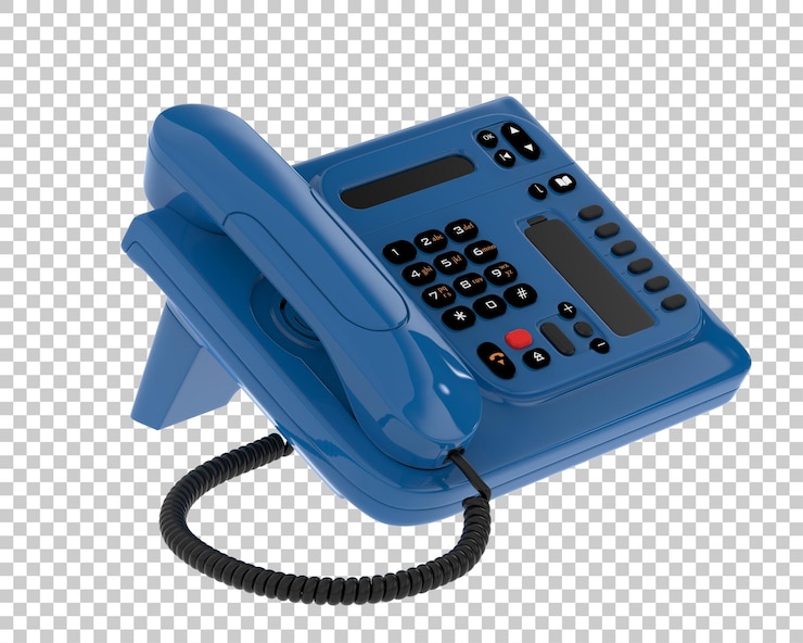 PSD teléfono de cable aislado en fondo transparente ilustración de renderizado 3d