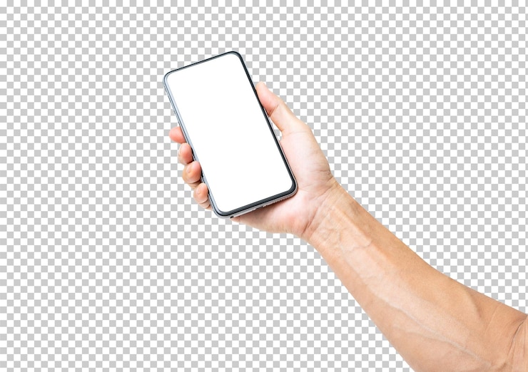 PSD telefono cellulare a mano isolato