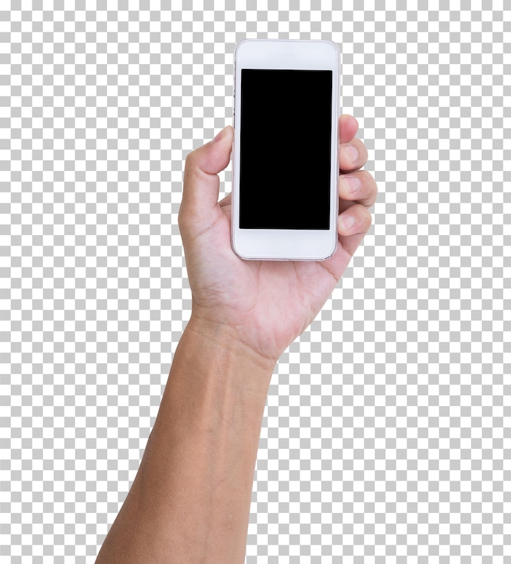 PSD telefono cellulare a mano isolato
