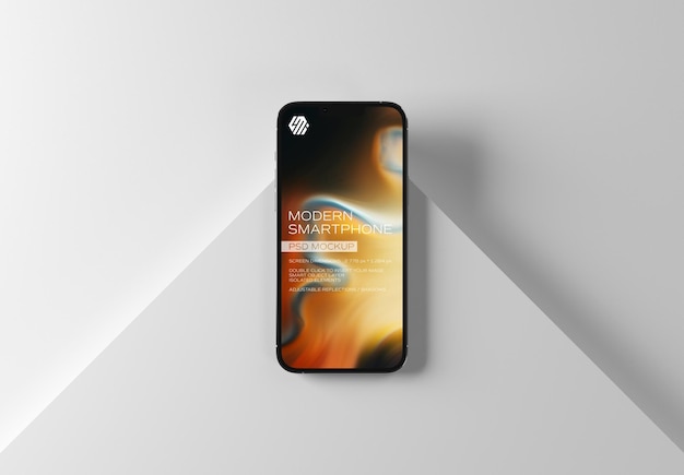 Telefono cellulare su display quadrato bianco Mockup