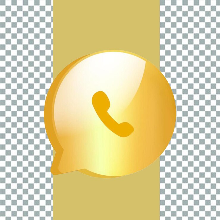 un teléfono dorado que está en un fondo blanco y azul