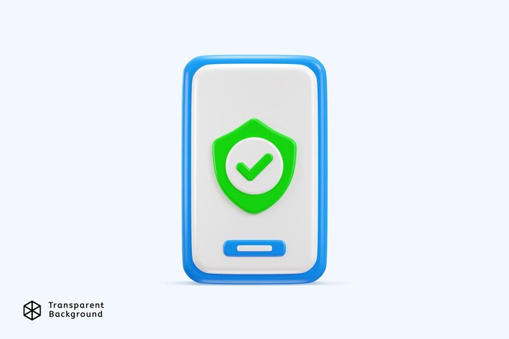 PSD teléfono con escudo de seguridad símbolo protección de datos icono de seguridad de internet renderización 3d