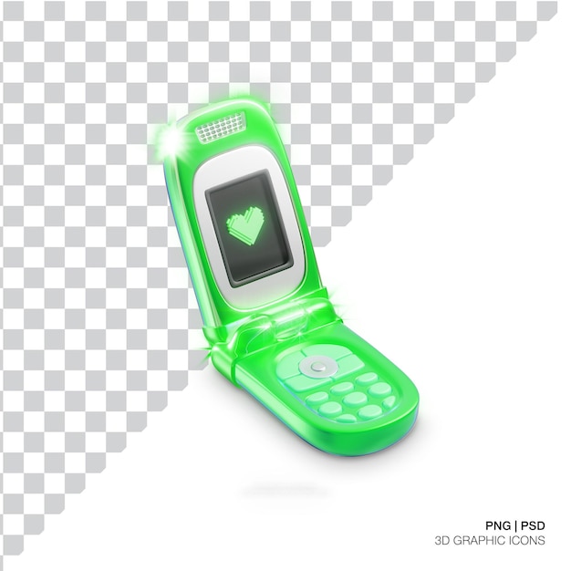 Teléfono icono 3d verde