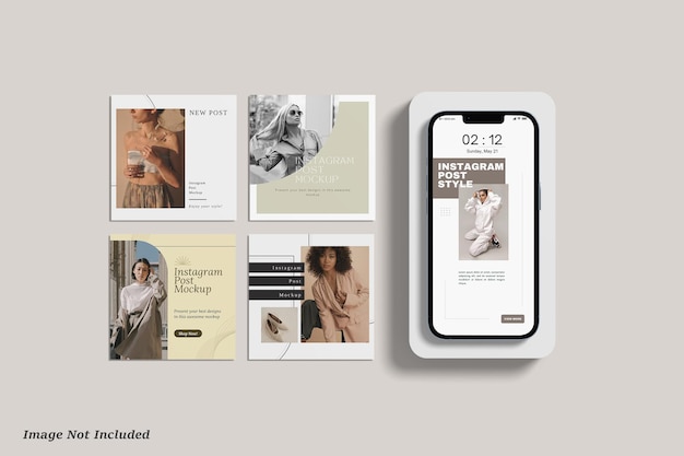 PSD teléfono con instagram post mockup premium psd