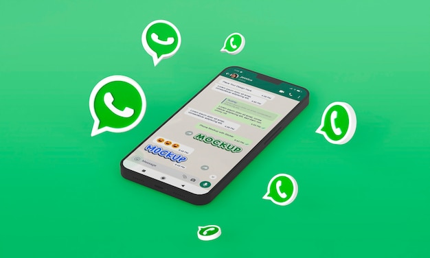 PSD teléfono inteligente con emoji de whatsapp