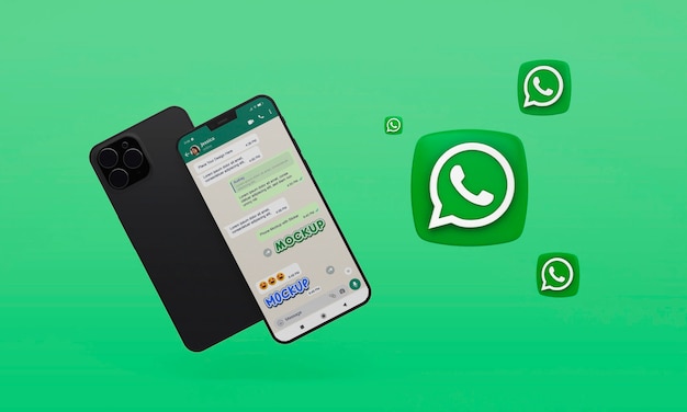 PSD teléfono inteligente con emoji de whatsapp
