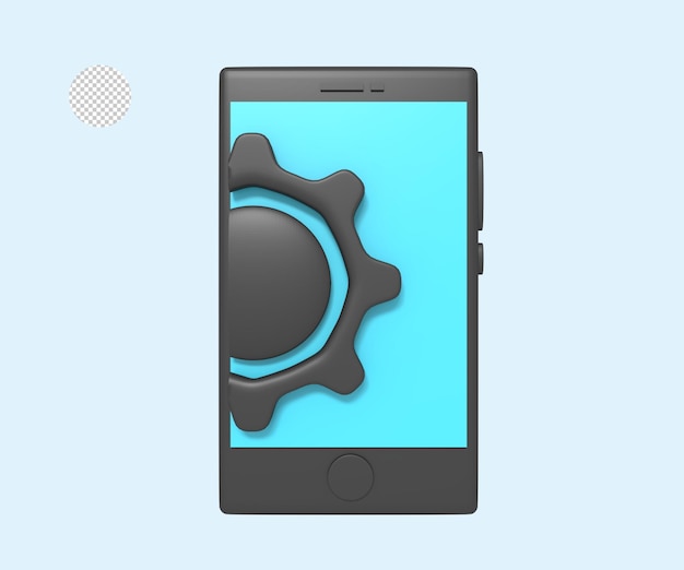 Un teléfono inteligente con una rueda de engranajes en la pantalla