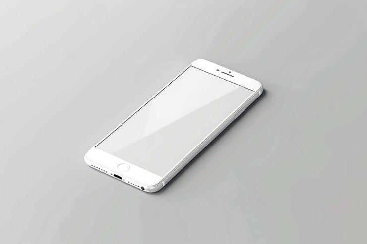 PSD un teléfono lg blanco con la palabra "lg" en la pantalla