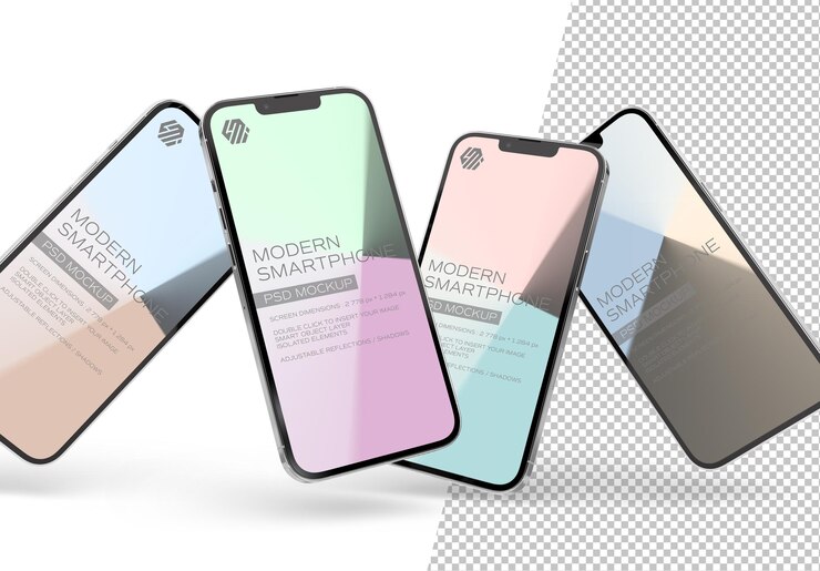 Teléfono móvil aislado en blanco Mockup