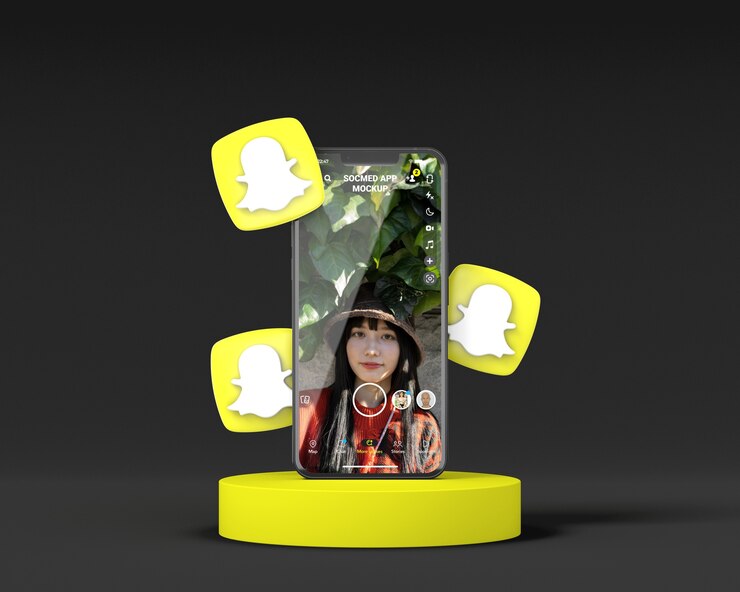 PSD teléfono móvil con maqueta de redes sociales