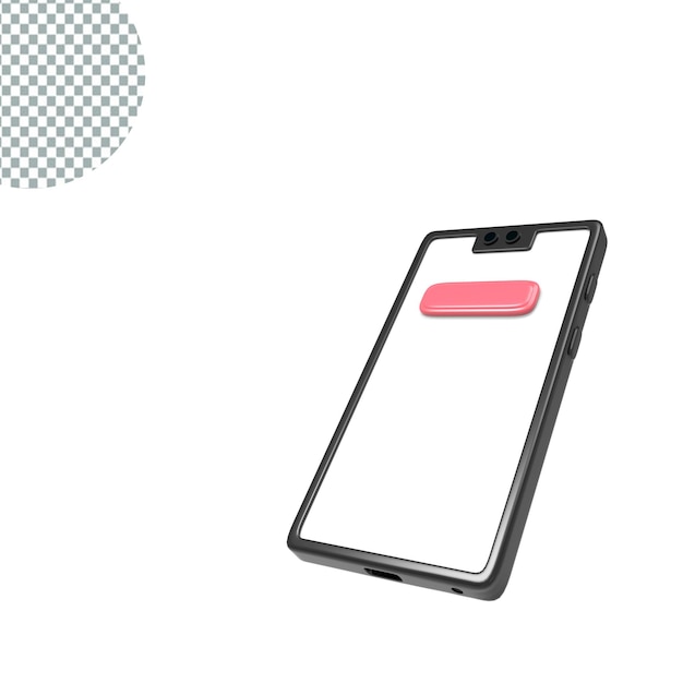 Teléfono móvil o teléfono inteligente negro de dibujos animados con barra de búsqueda en blanco aislada
