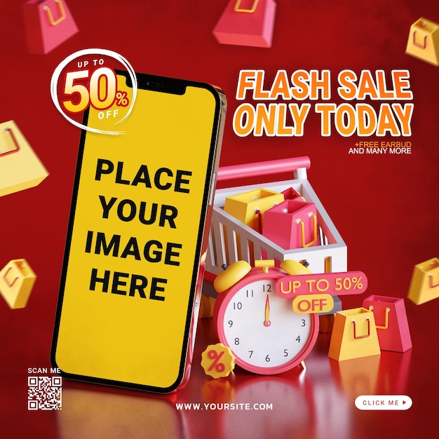 un teléfono que dice flash sólo en él