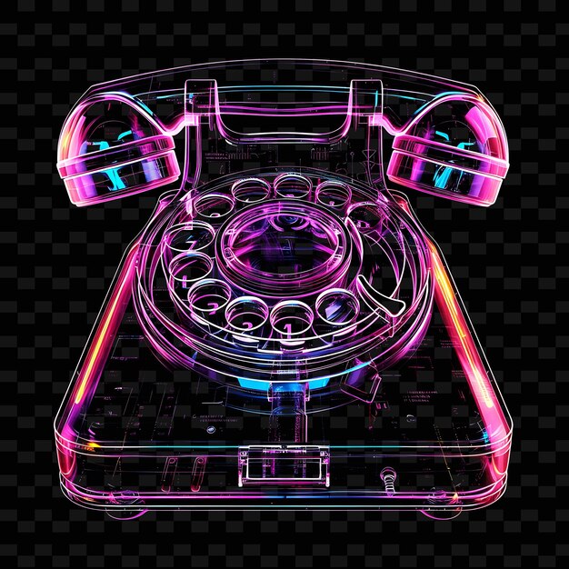 un teléfono retro con luces de neón en la parte trasera