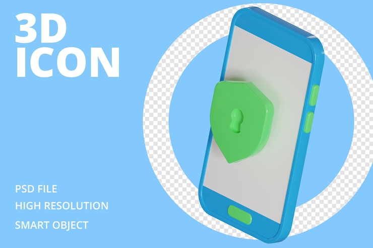 PSD teléfono seguro de icono 3d