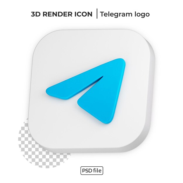 Telegram 3d rende il logo dei social media