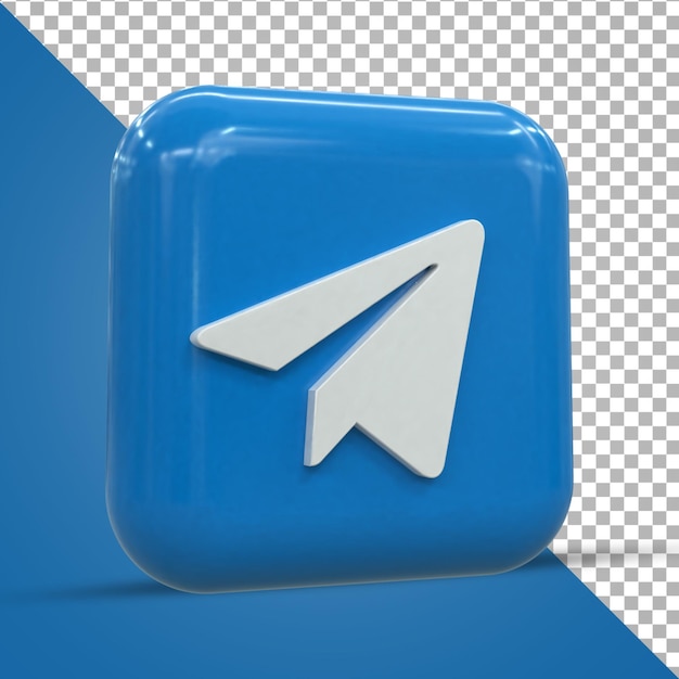 Telegram 3d social media icon colorido brillante 3d icon concepto 3d rendering para composición