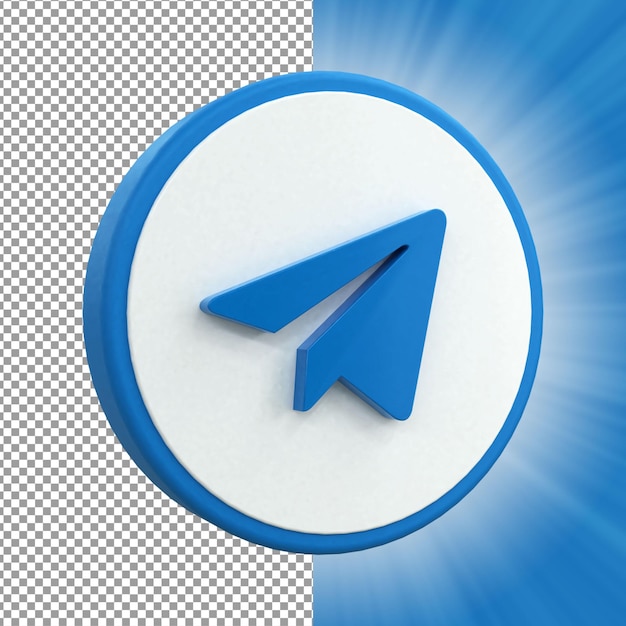 Telegram 3d social media icon colorido brillante 3d icon concepto 3d rendering para composición