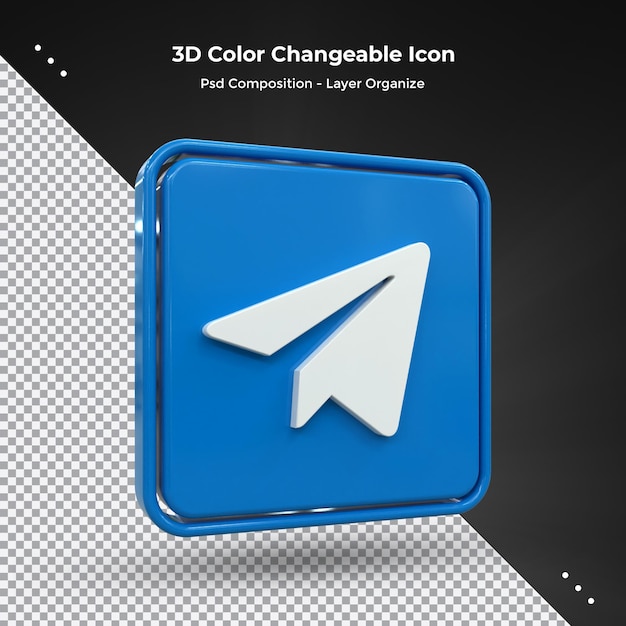 Telegram 3d Social Media icon Colorido brillante 3d icon concepto 3d rendering