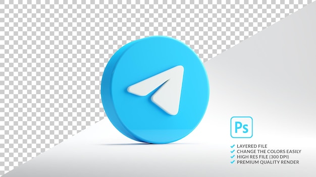Telegram app icon isolated in 3D rendering