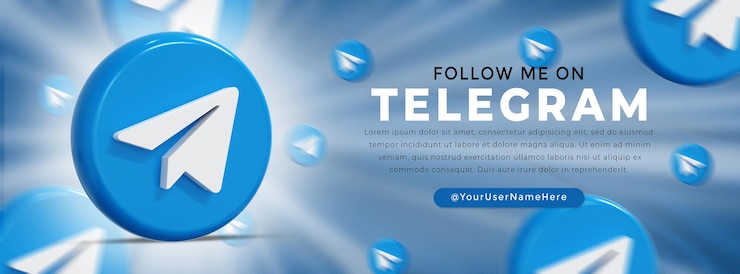 Telegram glossy logo and social media icons web Banner