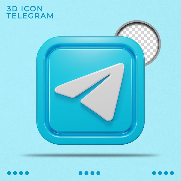 Telegram Icon 3D rendering Icona dei social media icona isolata oggetto intelligente
