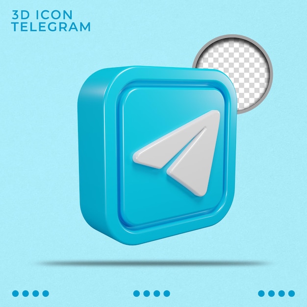 Telegram Icon 3D renderizado Icono de redes sociales icono aislado objeto inteligente