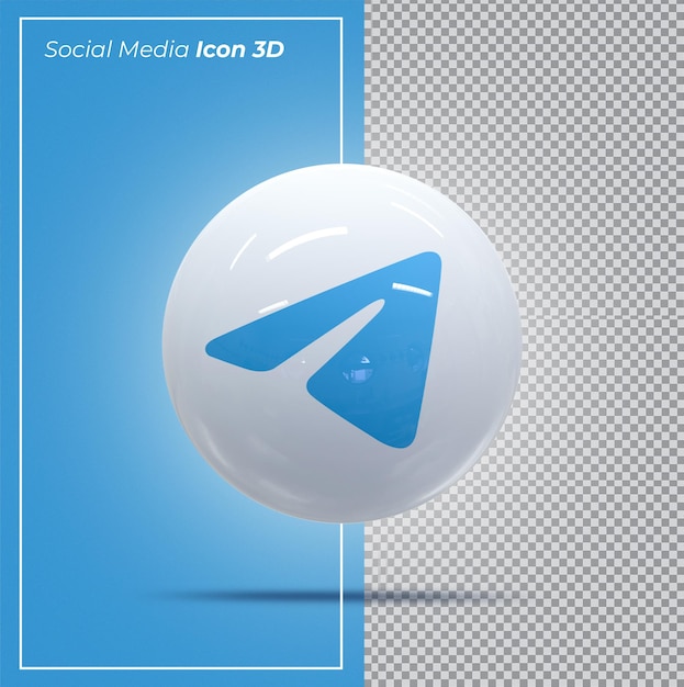 Telegram ícone de mídia social 3d