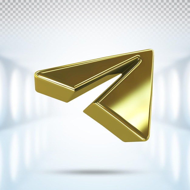 Telegram logo icon 3d social media en estilo moderno color oro