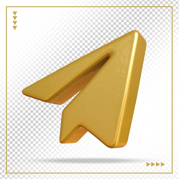 Telegram logo oro estilos 3d