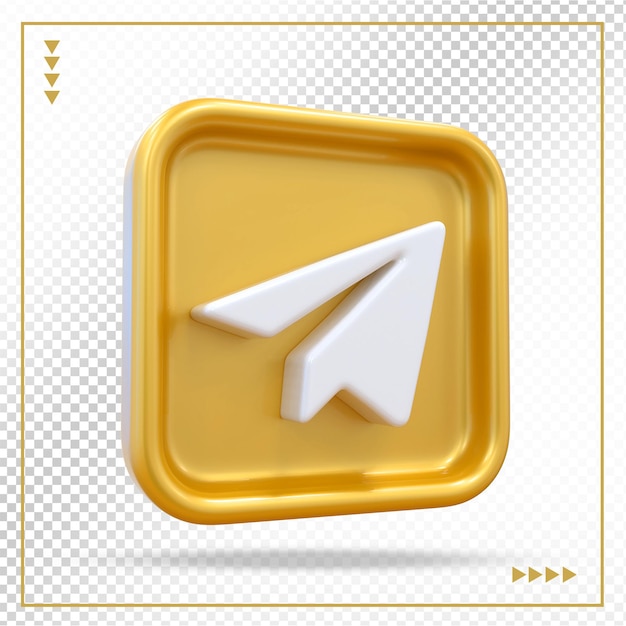 Telegram logo oro lujo 3d estilos