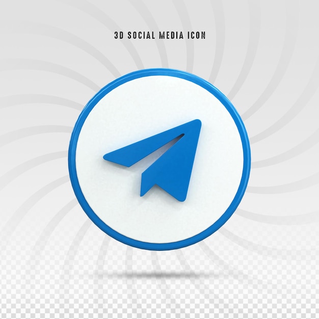 Telegram logotipo 3d brilhante colorido e mídia social 3d icon design