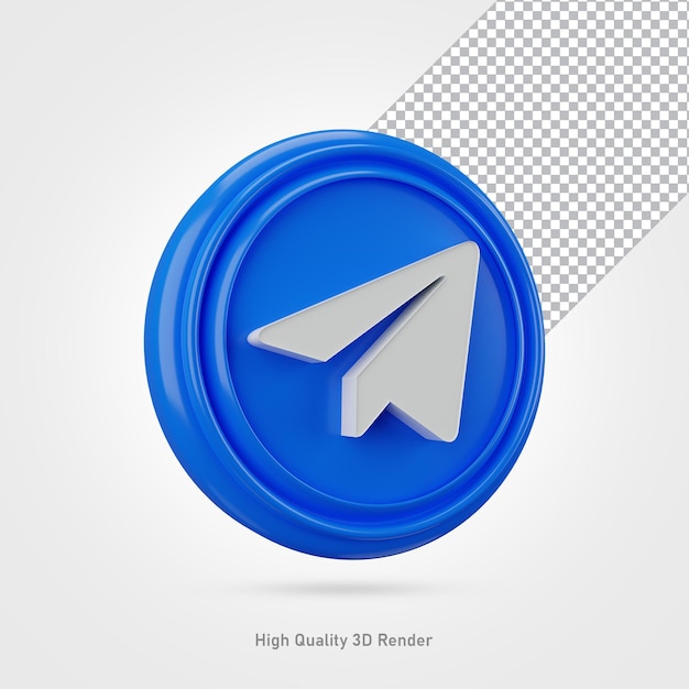 telegrama icono de redes sociales representación 3d transparente