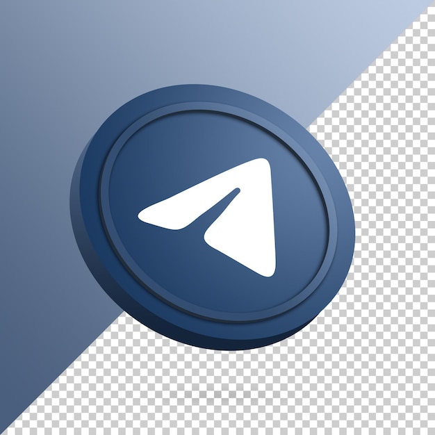 Telegramm-Logo auf dem 3D-Rendering der runden Schaltfläche isoliert