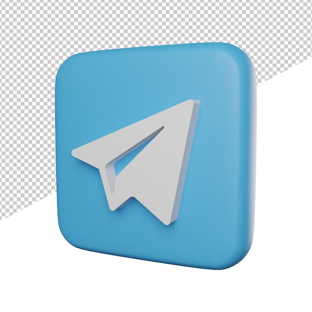 Telegramm-Logo-Symbol Seitenansicht 3D-Rendering Illustration Symbol transparenter Hintergrund