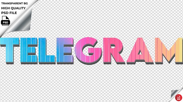 PSD télégramme typographie arc-en-ciel coloré texte texture psd transparent