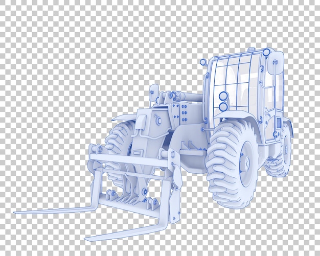 telehandler on transparent background 3d rendering illustration