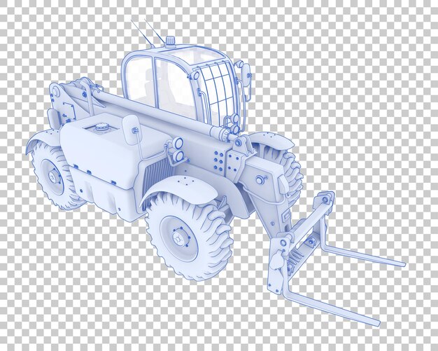telehandler on transparent background 3d rendering illustration