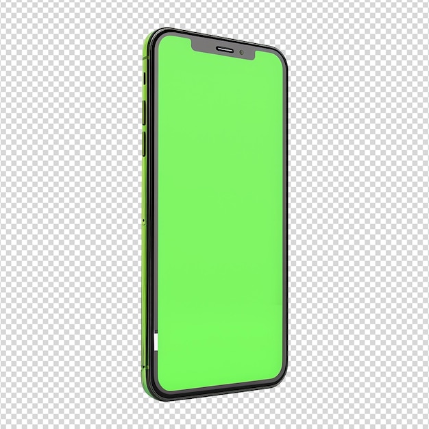 Telemóvel com ecrã verde isolado em fundo transparente png